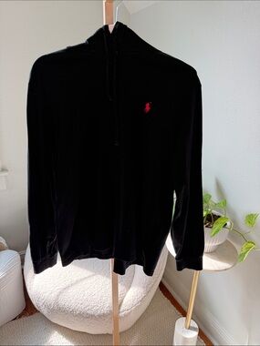Ralph Lauren Black Tee Shirt Hoodie sz L